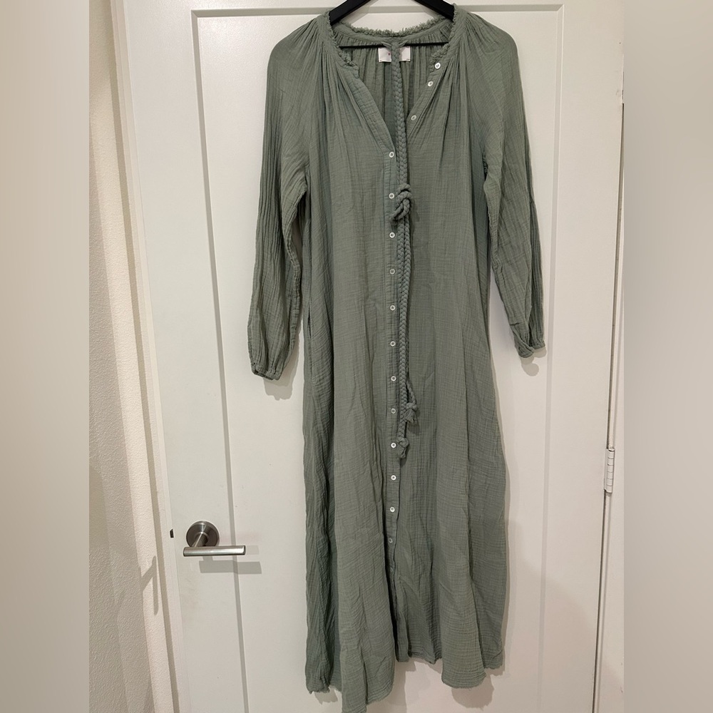 Xirena Andrea Cotton Belted Green Maxi Dress